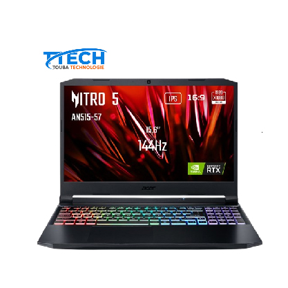 Gamer Acer Nitro AN515-57 core i7 de 11th processeur 2.3Ghz 16CPUs Disque ssd 512go Ram 16go Écran 15pouces FULLHD 144Hz Clavier-éclairé RGB. Carte Graphique RTX 3060 Laptop GPU de 6go dédiée.